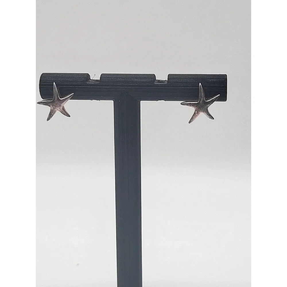 Starfish 925 Sterling Silver Stud Earrings beach sand ocean vacation coastal - Picture 3 of 9